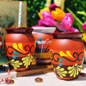 Farmhouse Pottery Handmade Terracotta Cocktail Glass for Mojitos, Tequila, Margaritas, Mexican Cantarito, Natural Clay Cup from Mexico