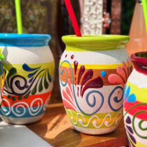 16 oz Cantaritos de Barro, Set of 4 Cocktail Glasses for Mojitos, Tequila, Margaritas, Mexican Cantaritos, Natural Clay Cups from Mexico