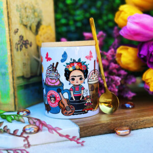 Frida Kahlo Self Portrait, Conchitas Coffee Mug, Cafecito y Chisme Coffee Mug with Lid, Coffee Cup for Travel, Frida Kahlo Lover Gift, Frida