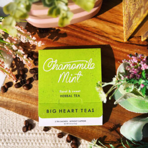 Camomile Mint Tea, Cup of Sunshine Tea Bags, Organic Tea for Immune System, Herbal Mint Tea Saches of 2 Compostable Herbal Tea Bags