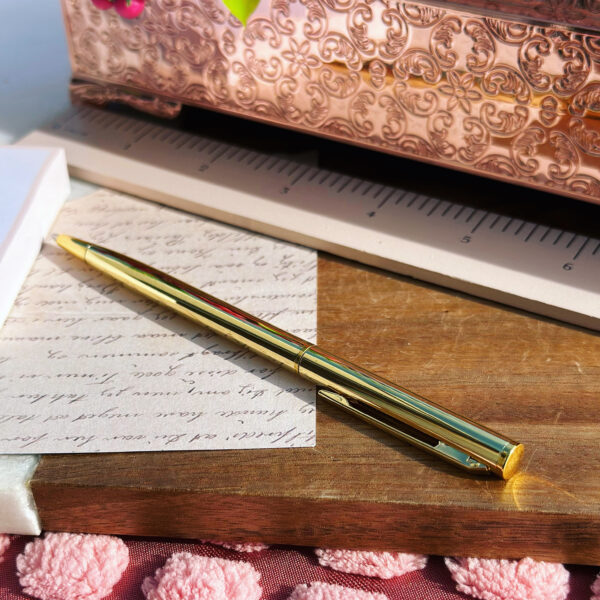 Gold Metal Ballpoint Pen, Retractable Metallic Black Ink Pen, Writing Pen for Wedding Business Office Supplies Student Men Women Present